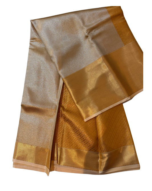 Silk saree with a rich golden hue