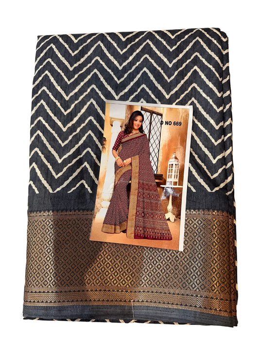 Beautiful dola silk saree with a contemporary and traditional fusion design